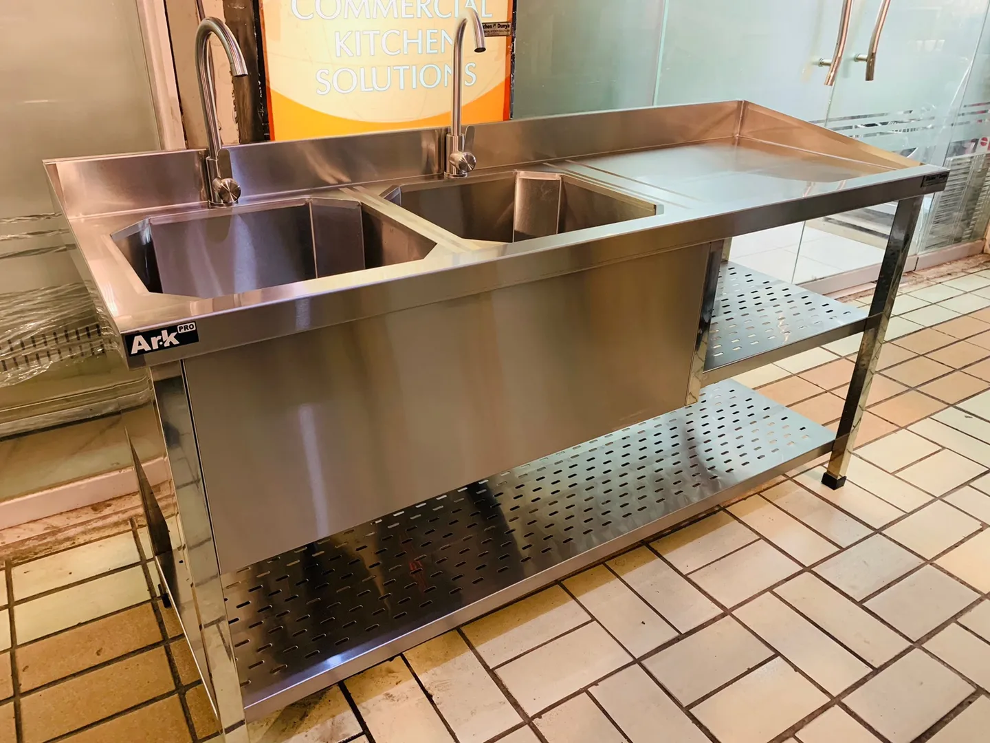 Double Bowl Sink with Utensil Storage - Image 5