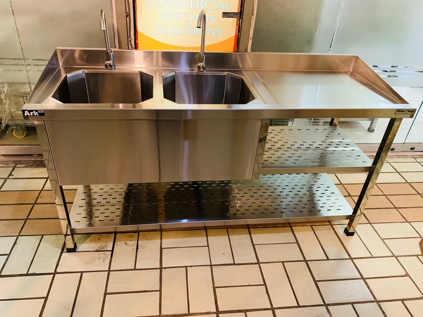 Double Bowl Sink with Utensil Storage - Image 3