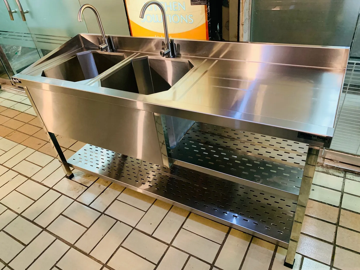 Double Bowl Sink with Utensil Storage - Image 4