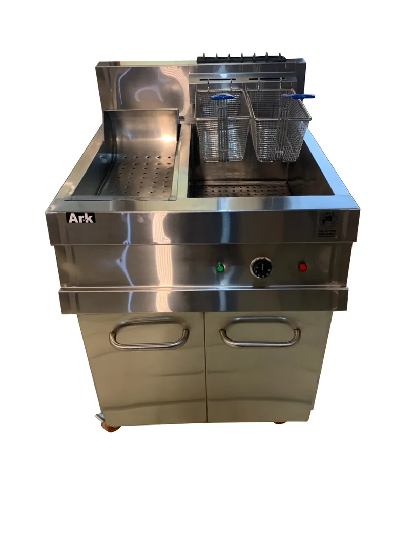Single Tank Double Basket Fryer with Seasoning Exc 022