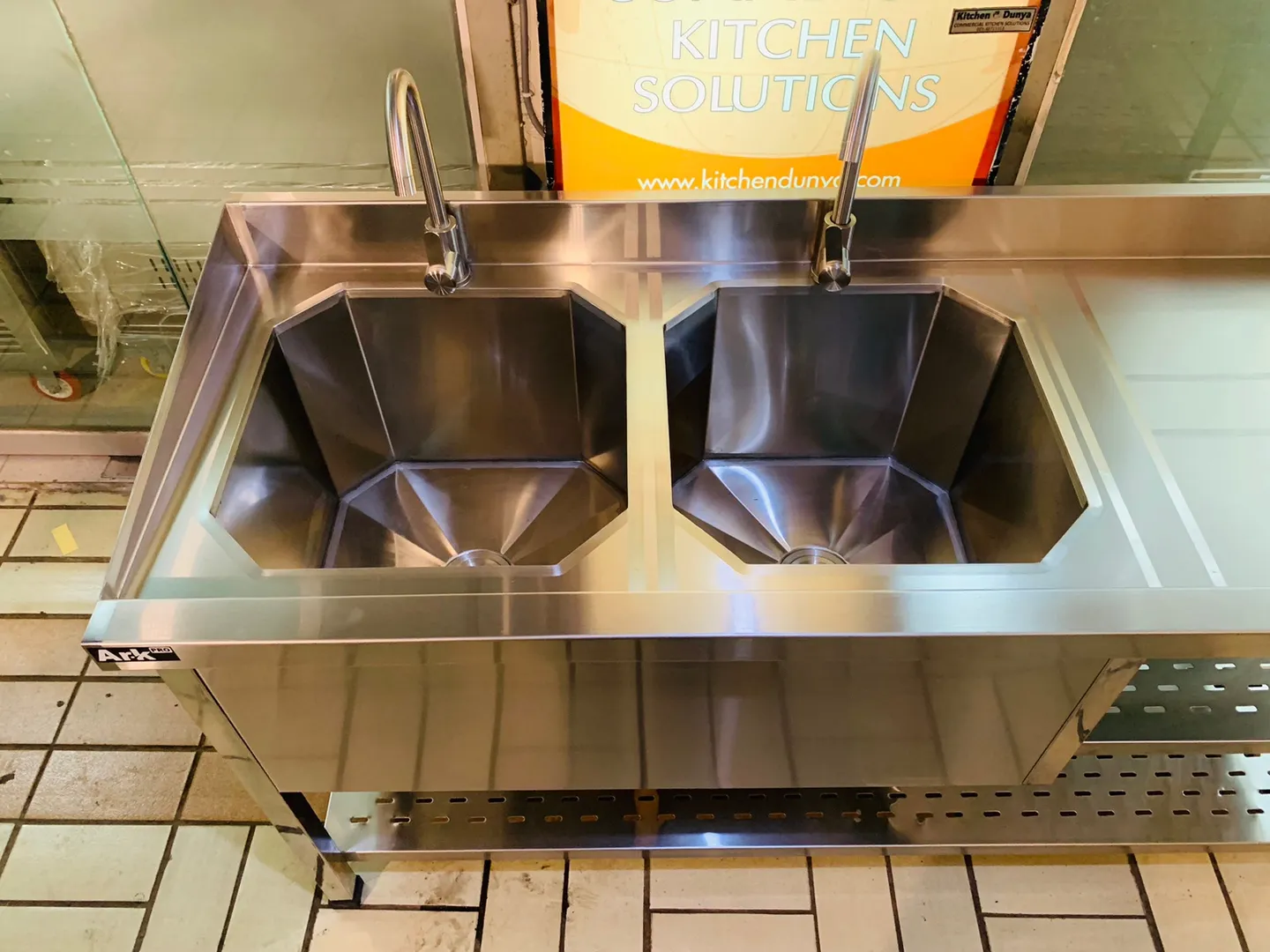 Double Bowl Sink with Utensil Storage - Image 2