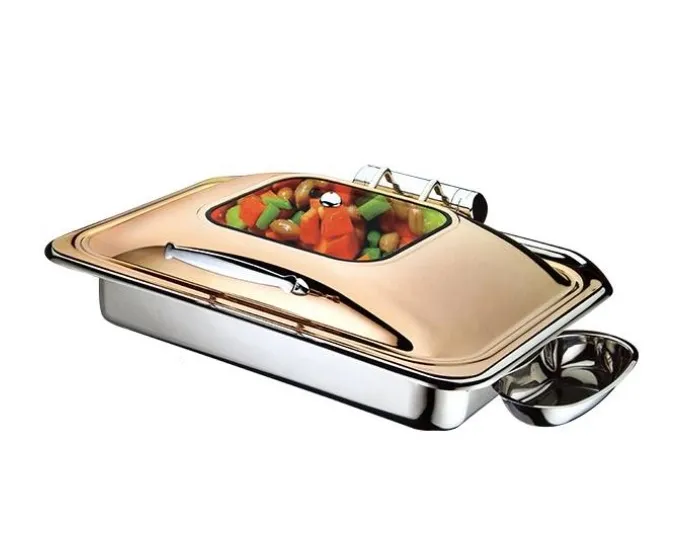 Chafing Dish Rectangle Electric/Manual Copper Finish